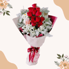 鮮花預定 - 格蘭花店 - 鮮花花束 (玫瑰12支、滿天星、銀葉菊) [GF00126] - PC