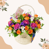 鮮花預定 - 格蘭花店 - 鮮花花籃 (康乃馨、小玫瑰、桔梗、風鈴草、小繡球) [GF00124] - PC