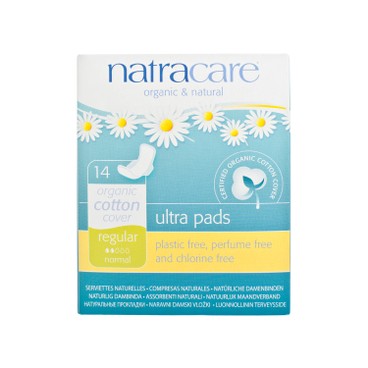 NATRACARE - ULTRA PADS WITH WINGS-REGULAR 22CM (INDIVIDUALLY WRAPPED) - 14'S