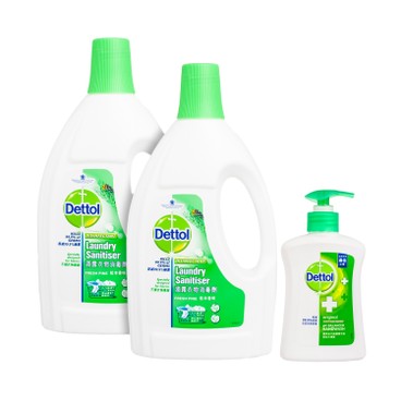 DETTOL - LAUNDRY SANITISER (TWIN PACK) WITH HANDWASH-PINE - 1.2LX2