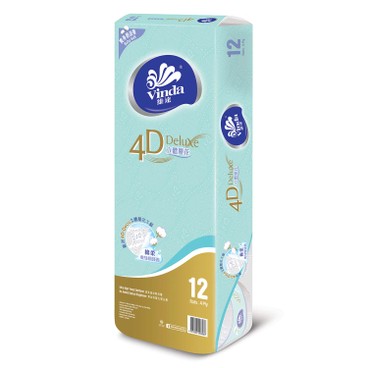 維達 - 4D DELUXE 4層立體壓花衛生紙-爽身粉淡香 - 12'S