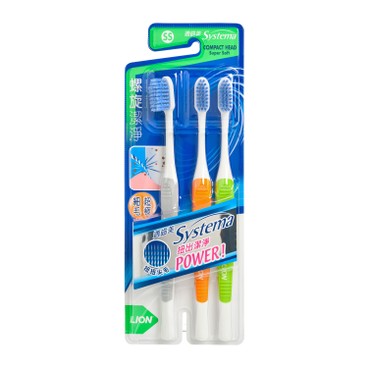 SYSTEMA - SPIRAL TOOTHBRUSH PACK-COMPACT HEAD - 3'S