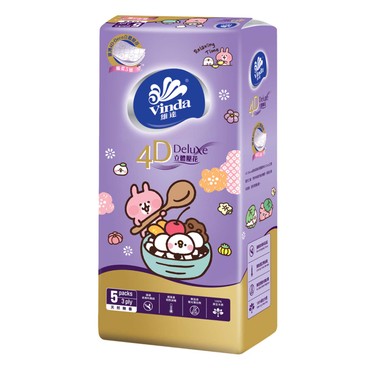 維達 - 4D Deluxe立體壓花袋裝面紙 - 天然無香 - 5'S