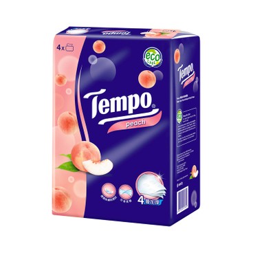 TEMPO - 4-PLY SOFTPACK FACIAL TISSUE (FUZZY PEACH LIMITED EDITION) - 4'S