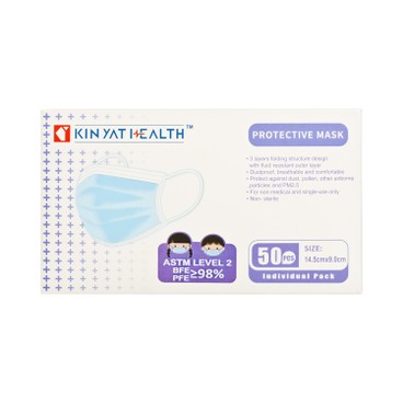 KIN YAT HEALTH - 3 LAYERS PROTECTIVE MASK (INDIVIDUAL PACK) -KID ASTM LEVEL 2 - 50'S