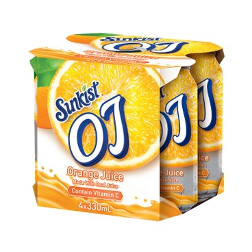 SUNKIST - OJ ORANGE JUICE DRINK - 330MLX4