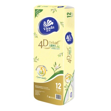 維達 - 4D DELUXE 4層立體壓花衛生紙 - 親膚抑菌 - 12'S
