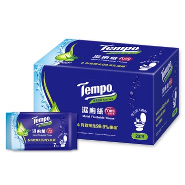 TEMPO - 濕廁紙-清爽蘆薈味-迷你裝 (盒裝) - 7'SX20