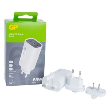 GP超霸 - 65W USB-C及USB-A GaN三接口快速充電器 GM3A - PC
