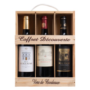 ZTORE WINE CELLAR - WOODEN BOX WITH 3 BOTTLES OF WINE France - 750MLX3
