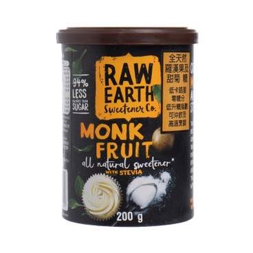 RAW EARTH - NATURAL MONK FRUIT AND STEVIA SWEETENER - 200G