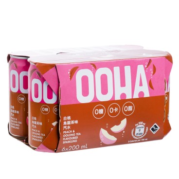 OOHA - 白桃烏龍茶味汽水(迷你罐) - 200MLX6