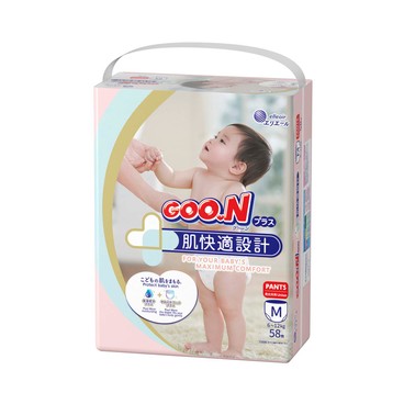 GOO.N大王(香港行貨) - 肌快適嬰兒紙尿褲 (中碼) "新舊包裝隨機" - 58'S