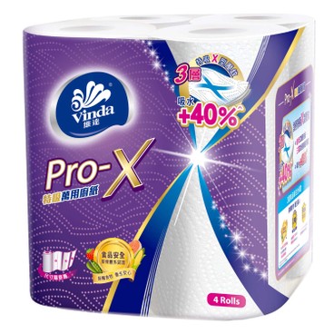 維達 - Pro-X 3層特吸萬用廚紙 - 4'S