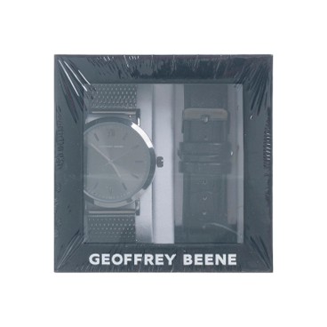 GEOFFREY BEENE - GEOFFREY BEENE Gunmetal Interchangeable Mesh & Strap Watch Set - PC