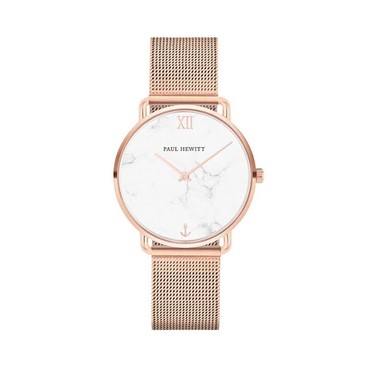 PAUL HEWITT - PAUL HEWITT Miss Ocean Line Marble Rose Gold Mesh Strap Watch - PC
