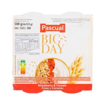 PASCUAL - 西班牙 低脂乳酪 - 草莓穀物味 [無需冷藏] - 125GX4'S