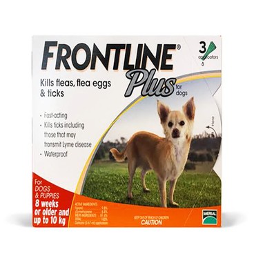FRONTLINE - Kills Fleas, Flea Eggs & Ticks for Dog S 3P (Up To 10KG) (Authorized Product) - PC