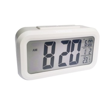 HOME@dd - Large Screen LED Smart Light Alarm Clock-White - PC