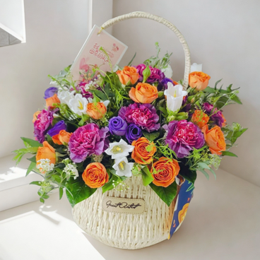 Flower Reservation - Flower Basket (Carnation, Small rose, Bellflower & Small Hydrangea) [GF00124] - PC