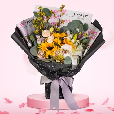 Flower Reservation - Flower Bouquet (Carnation, Siberian, Sunflower, Stage, Lisianthus, Eucalyptus) [GF00122] - PC