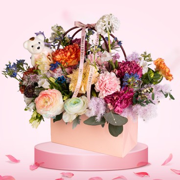 Flower Reservation - Flower Basket (Carnation, Bellflower, Peony, Larkspur, Wintersweet, Freesia and Others) [GF00116] - PC