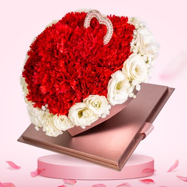 Flower Reservation - Heart-shaped Flower Gift Box (Carnation and Bellflower) [GF00115] - PC