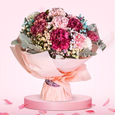 Flower Reservation - Flower Bouquet (12 Carnations, Baby's Breath and others) [GF00113] - PC