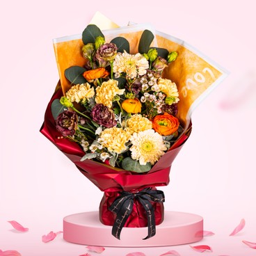 Flower Reservation - Flower bouquet (6 carnations, Sunflowers, Bellflowers, Small Peonies and others) [GF00112] - PC