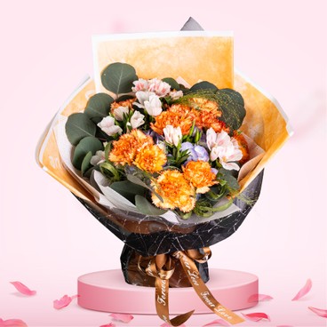 Flower Reservation - Flower Bouquet (12 Carnations, Grass Grass, Little Delphinium, Freesia and others) [GF00110] - PC