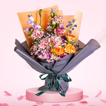 Flower Reservation - Flower Bouquet (9 Carnations, Freesia, Petelphin & others) [GF00104] - PC