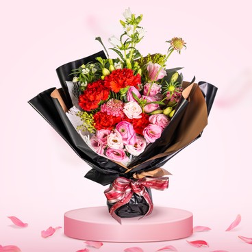 Flower Reservation - Flower Bouquet (6 Carnations, Small Peony, Freesia, Bellflower & others) [GF000102] - PC