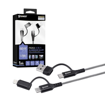 XPower - PDX4 4合1 60W PD3.0 鋁合金傳輸充電線 - PC