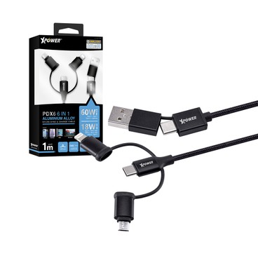 XPower - PDX6 6合1 60W PD3.0 鋁合金傳輸充電線 - PC