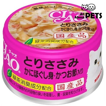 INABA - Canned Cat Ciao Chicken Crab Fillet Bonito 85g - PC