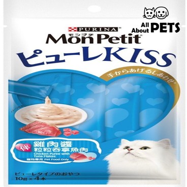 MON PETIT - 貓零食 雞肉醬伴粒粒鰹魚肉 10克x4本 - PC