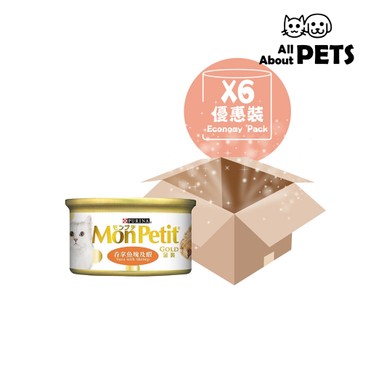 MON PETIT - [6罐優惠] 金裝至尊貓罐頭-吞拿魚蝦 85克 - PC