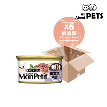 MON PETIT - [6罐優惠] 燒汁系列貓罐頭-三文魚蝦 85克 - PC