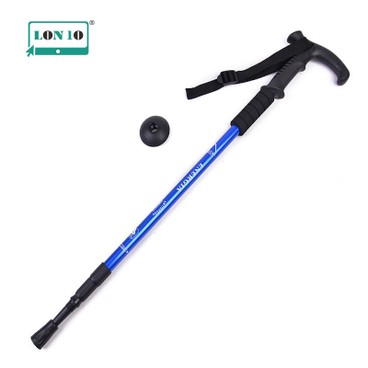 LON10 - Aluminum alloy four section shock absorption climbing stick - T handle blue (DAC) - PC