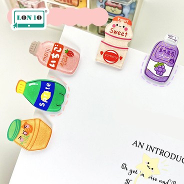 LON10 - Acrylic Cute Cartoon Book Snack Clips -10 Pack (ZAH) - PC