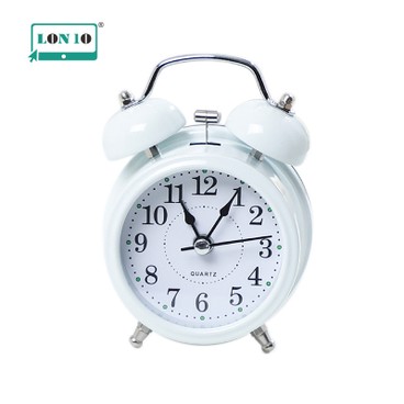LON10 - 3-inch metal bell alarm clock - white (PGM) - PC