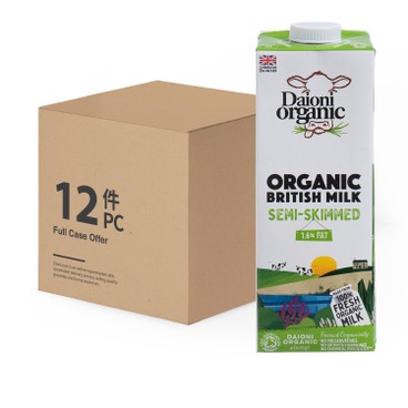 DAIONI ORGANIC - ORGANIC SEMI-SKIMMED MILK - CASE - 1LX12
