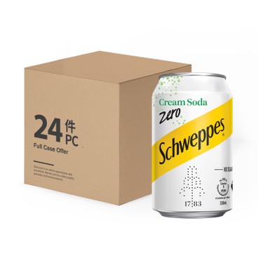 Schweppes - CREAM SODA ZERO-FULL CASE - 330MLX24