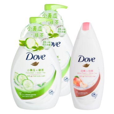 DOVE - AQUA BODY WASH FREE WHITE PEACH BODY WASH BUNDLE - 1LX2+200G