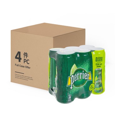 PERRIER 法國巴黎礦泉水 (平行進口) - 有汽礦泉水(罐裝)-青檸-原箱 - 330MLX6X4