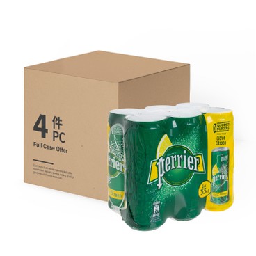 PERRIER 法國巴黎礦泉水 (平行進口) - 有汽礦泉水(罐裝)-檸檬-原箱 - 330MLX6X4