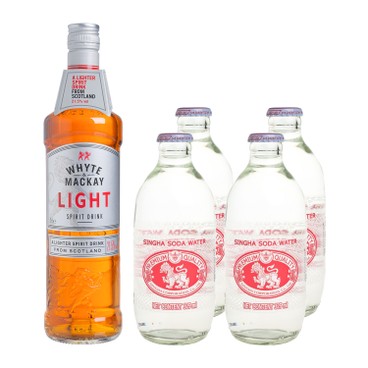 WHYTE & MACKAY - LIGHT SPIRIT DRINK & SINGHA SODA WATER - SET