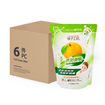 橘子工坊 - 天然濃縮洗衣精(補充包)-低敏親膚-6件装 - 1.5LX6