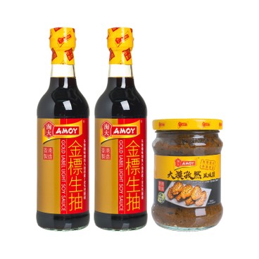 AMOY - GOLD LABEL LIGHT SOY SAUCE + CUMIN FLAVOUR SAUCE - 500MLX2 + 220G