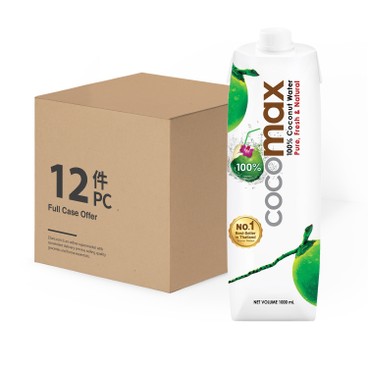 COCOMAX - 100% 天然椰青水-鋁盒裝-原箱 - 1LX12